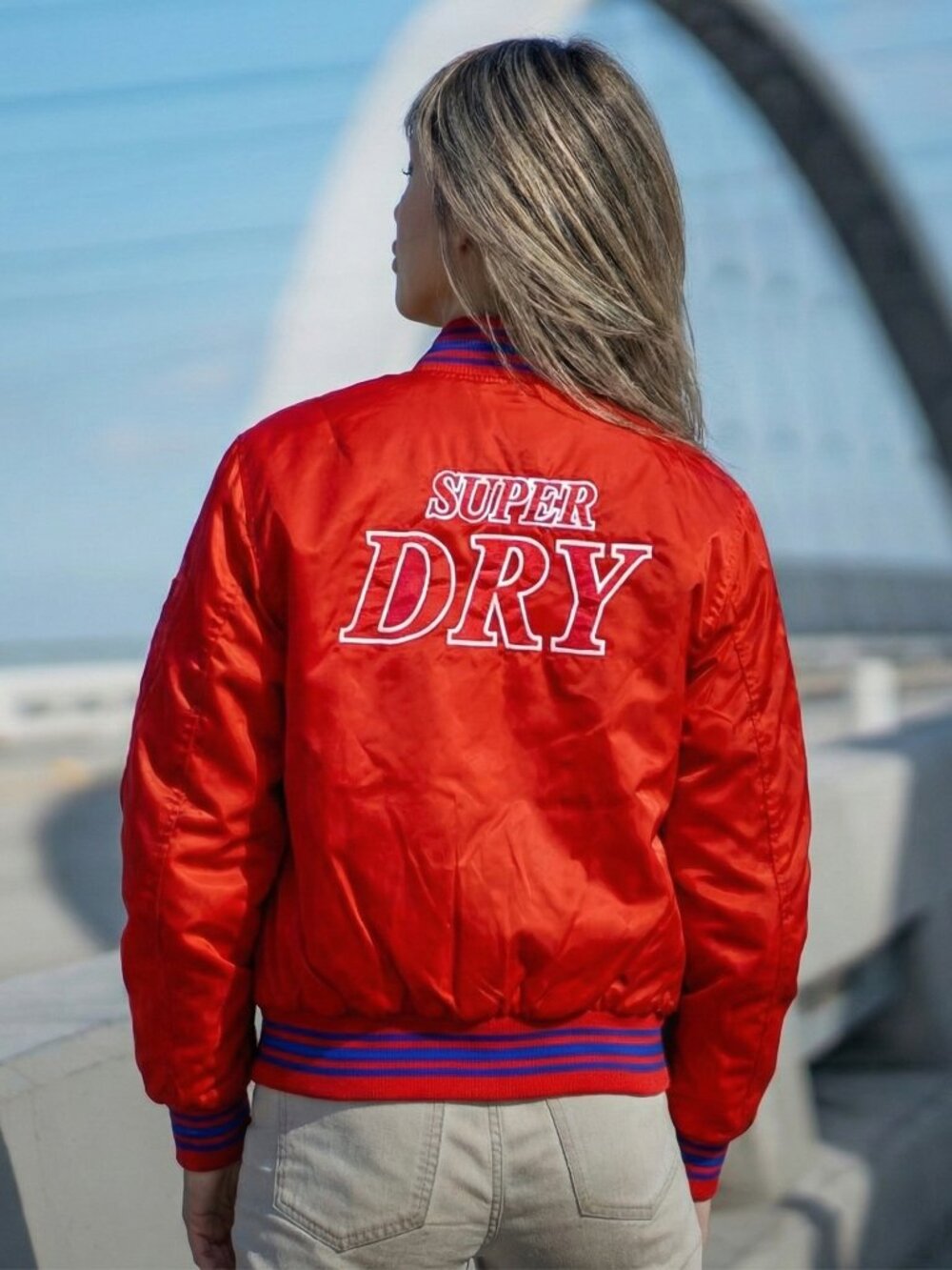 Rare 1990s Promotional Retro Showa Japan Asahi Super Dry Jacket Red